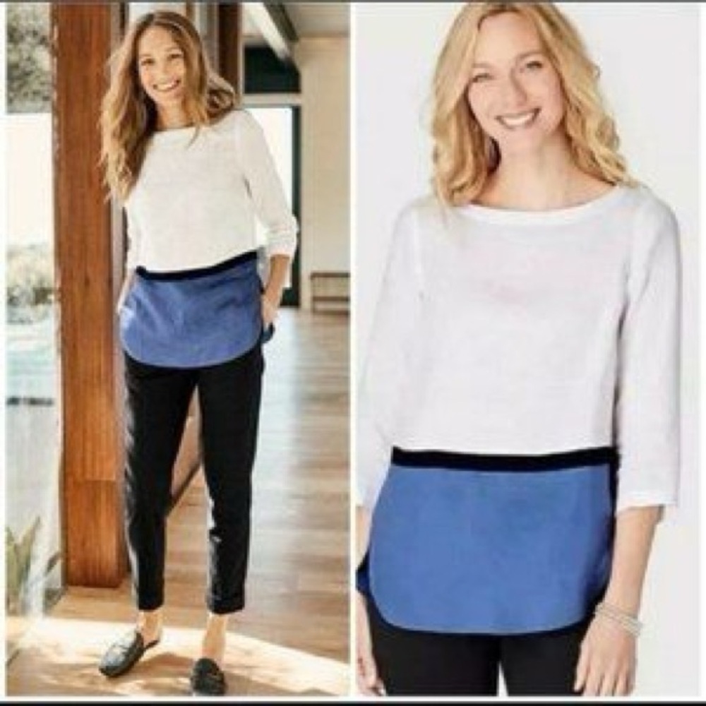 J.Jill Love Linen Color Block Top